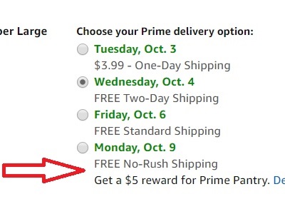 Amazon No-Rush Shipping Rewards