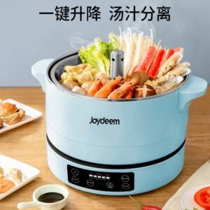 Joydeem JD-3702W Multifunctional Cooking Pot,Smokeless Indoor Grill,3.5L  Shabu Shabu Hot Pot,Non Stick Frying Pan,1400W,White