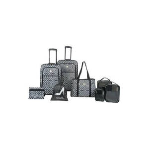 SOLITE 8 Piece Black Tile Luggage Set