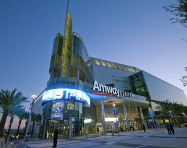 The new Amway Center, an indoor arena in Orlando, Florida